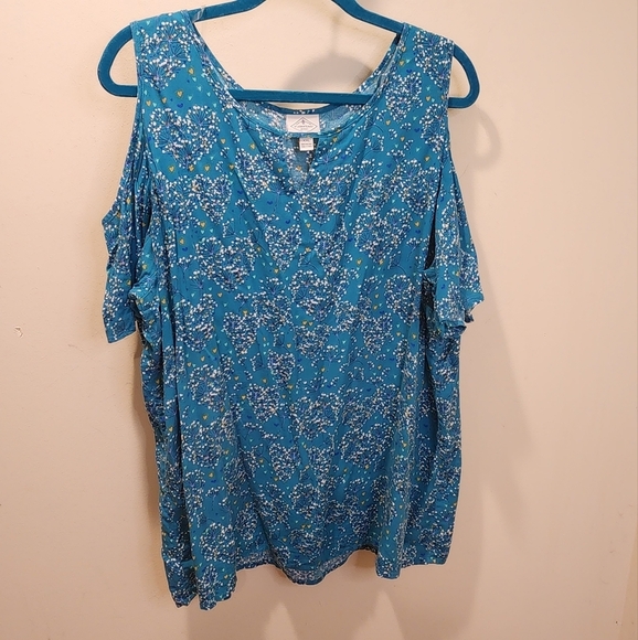 ST. JOHN'S BAY floral Cold shoulder Blouse size XXL - Picture 1 of 11